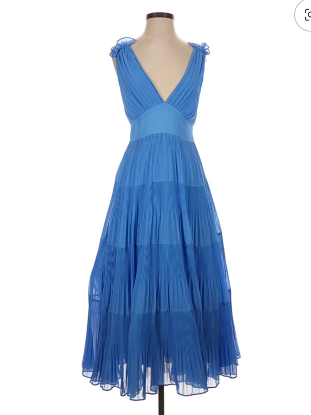 By Anthropologie V-Neck Tiered Pleated Dress 〡 Size 2 - Picture 5 of 16